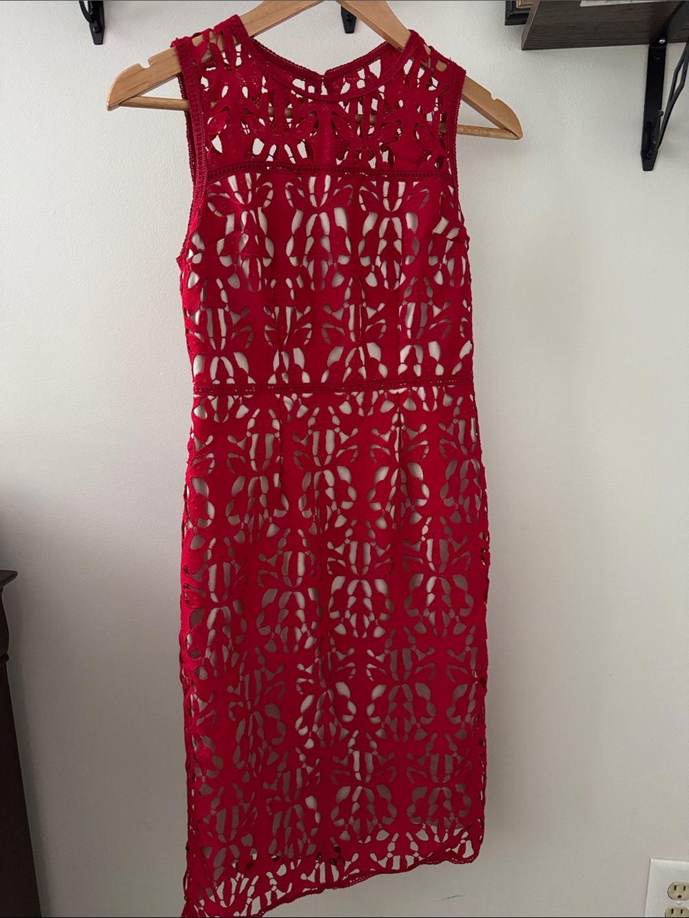 Red Lace Midi Dress - Women size 4
